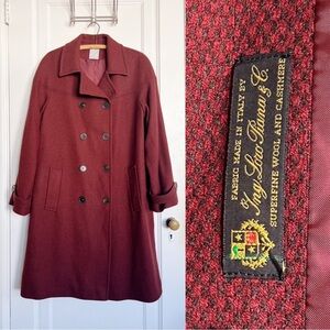 Fleurette • Loro Piana wool & cashmere coat double breasted car rust red maroon